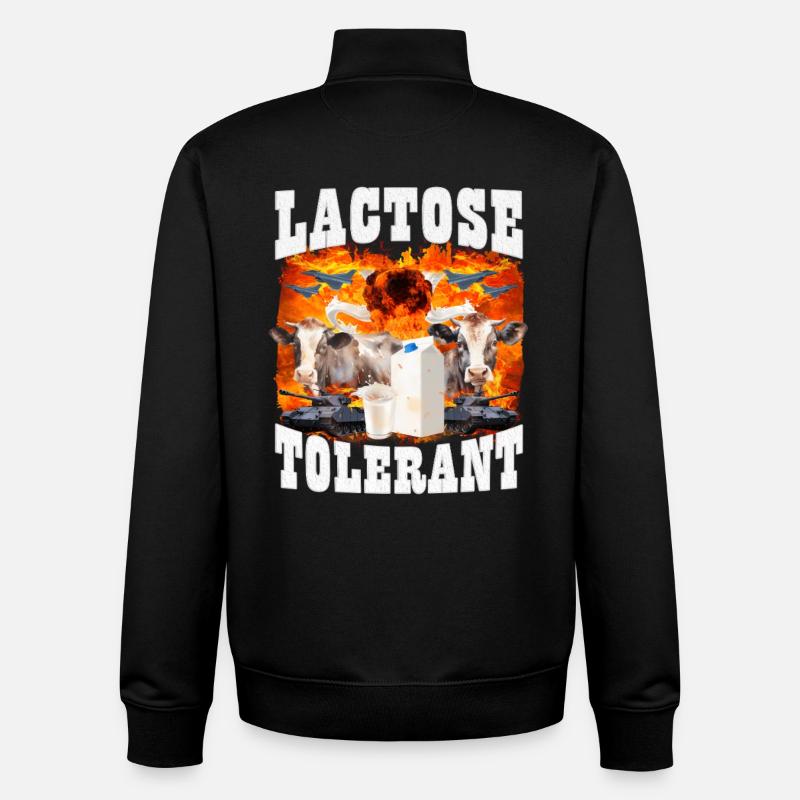 Lactose Tolerant Sarcasm Meme - Unisex Organic Zip Sweatshirt by Stanley/Stella - black