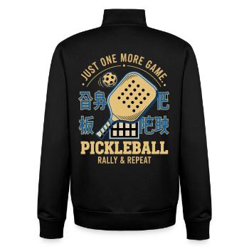 Pickleball: Nur noch ein Spiel, Rallye, Wiederholung, witzig. - Unisex Organic Zip Sweatshirt von Stanley/Stella - Schwarz - Hinten - AI Model Male 185 light (185cm)