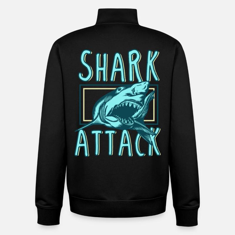 Attaque de requin – Prédateur océanique rétro féroce - Sweat zippé unisexe en coton bio Stanley/Stella - noir