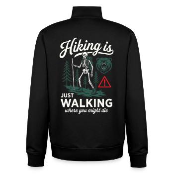 Chemise de randonnée drôle Juste marcher en plein air Humour - Sweat zippé unisexe en coton bio Stanley/Stella - noir - Dos - AI Model Male 185 light (185cm)