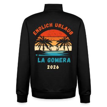 La Gomera Urlaub 2026 Kanaren Reise Outfit - Unisex Organic Zip Sweatshirt von Stanley/Stella - Schwarz - Hinten - AI Model Male 185 light (185cm)