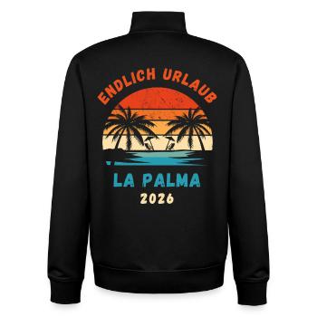 La Palma Urlaub 2026 Kanaren Reise Outfit - Unisex Organic Zip Sweatshirt von Stanley/Stella - Schwarz - Hinten - AI Model Male 185 light (185cm)