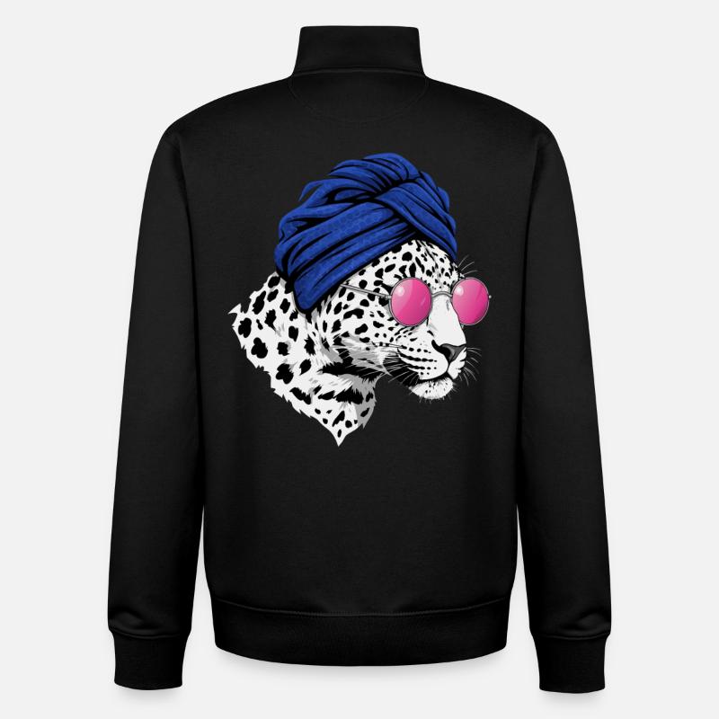 Leopard Women's Turban Glasses - Unisex Organic Zip Sweatshirt by Stanley/Stella - black