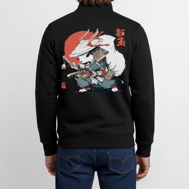 Samurai-Eichhörnchen, japanischer Krieger, Ukiyo-e-Stil Su Unisex Organic Zip Sweatshirt von Stanley/Stella