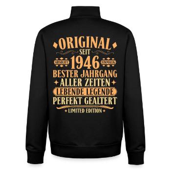 Original 1946 – 80. Geburtstag Legende Vintage - Unisex Organic Zip Sweatshirt von Stanley/Stella - Schwarz - Hinten - AI Model Male 185 light (185cm)