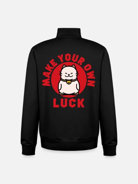 Make Your Own Luck Maneki Neko - Unisex Organic Zip Sweatshirt by Stanley/Stella - black