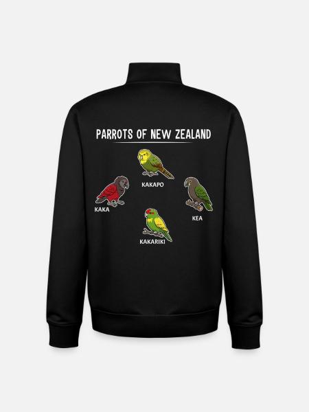 Parrots Of New Zealand Kakapo Kaka Kea Kakariki - Unisex Organic Zip Sweatshirt by Stanley/Stella - black