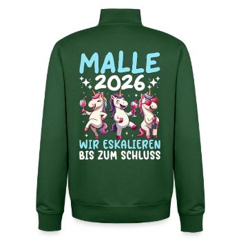Malle 2026 Wir Eskalieren Bis Zum Schluss Einhorn - Unisex Organic Zip Sweatshirt von Stanley/Stella - Flaschengrün - Hinten - AI Model Male 185 dark (185cm)