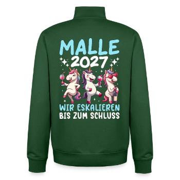 Malle 2027 Wir Eskalieren Bis Zum Schluss Einhorn - Unisex Organic Zip Sweatshirt von Stanley/Stella - Flaschengrün - Hinten - AI Model Male 185 dark (185cm)