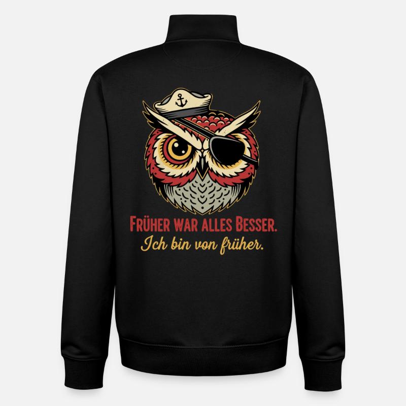Eule Kapitän Früher Besser - Unisex Organic Zip Sweatshirt von Stanley/Stella - Schwarz