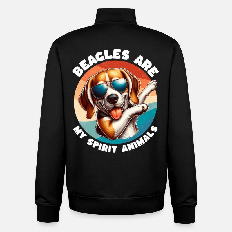 Drôles de proverbes de beagle - Sweat zippé unisexe en coton bio Stanley/Stella - noir