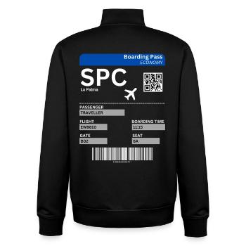 Flugticket La Palma Urlaub Kanaren Idee  - Unisex Organic Zip Sweatshirt von Stanley/Stella - Schwarz - Hinten - AI Model Male 185 light (185cm)