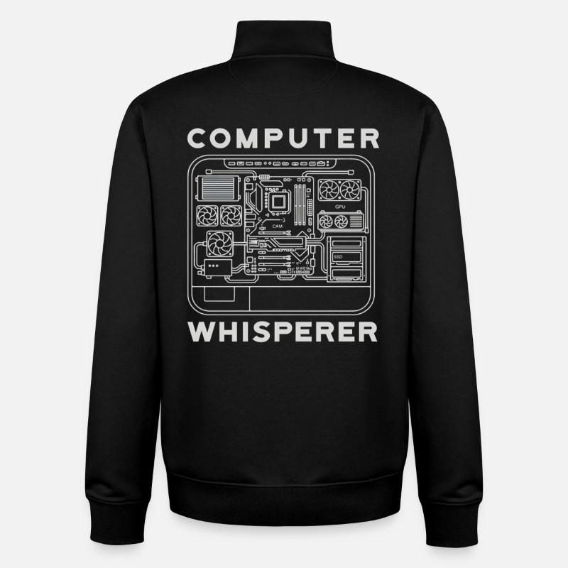 Computer Whisperer Motherboard Hardware PC - Unisex Organic Zip Sweatshirt by Stanley/Stella - black
