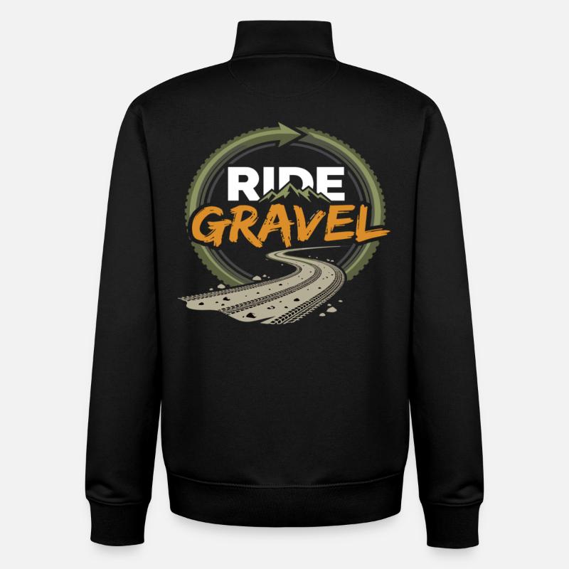 Randonnée tout-terrain en vélo de gravier - Sweat zippé unisexe en coton bio Stanley/Stella - noir