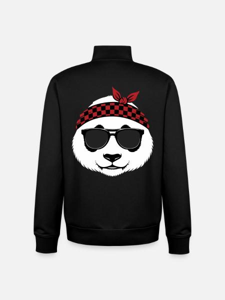 Cool Panda Bear Sunglasses - Unisex Organic Zip Sweatshirt by Stanley/Stella - black