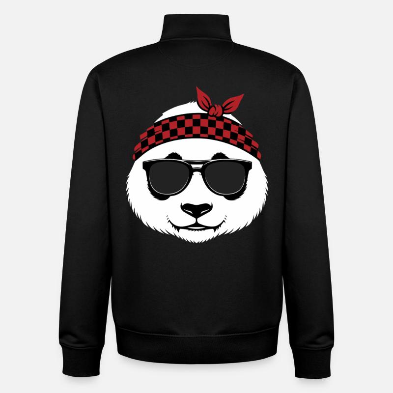 Cool Panda Bear Sunglasses - Unisex Organic Zip Sweatshirt by Stanley/Stella - black