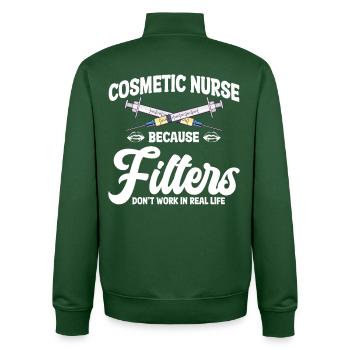 Esthétique d’infirmière esthétique de soignant spécialisée en soins de santé - Sweat zippé unisexe en coton bio Stanley/Stella - vert bouteille - Dos - AI Model Male 185 dark (185cm)