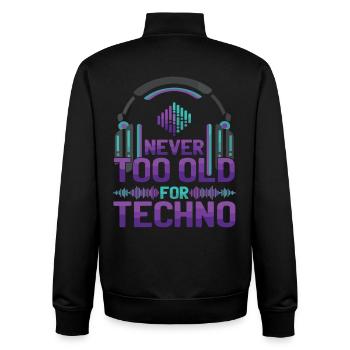 Never Too Old Techno Music DJ - Unisex Organic Zip Sweatshirt by Stanley/Stella - black - Back - AI Model Male 185 light (185cm)