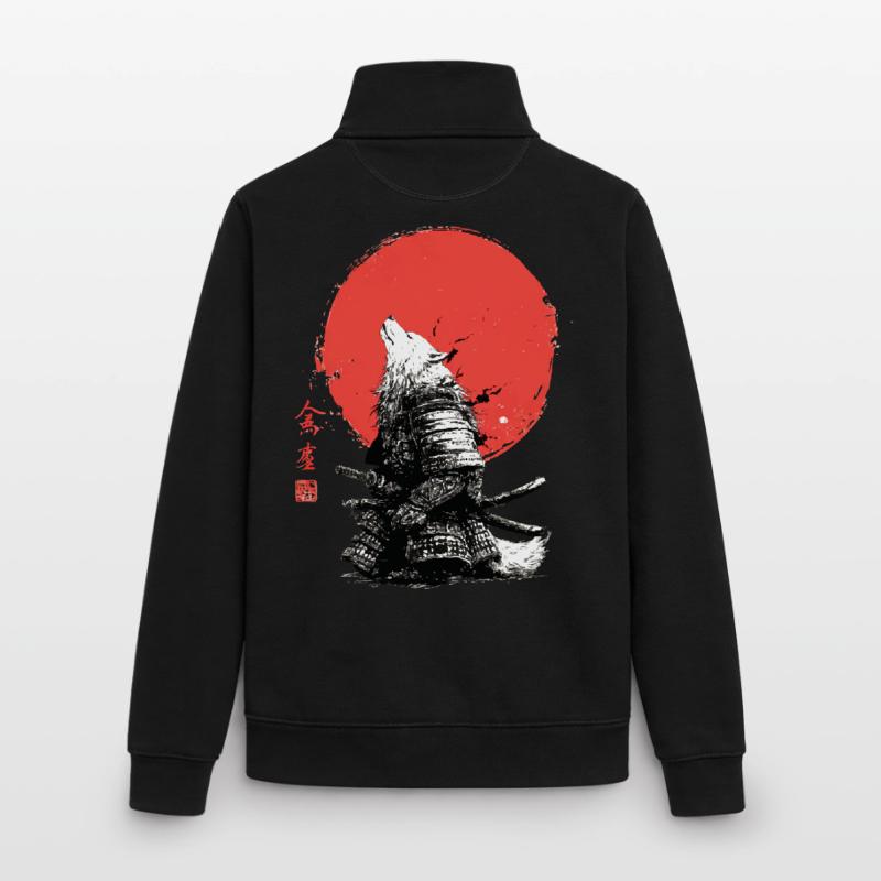Wolf Samurai under Crimson Sun Unisex Organic Zip Sweatshirt by Stanley/Stella
