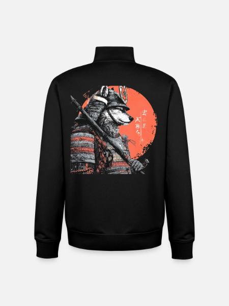 Wolf in Armor samurai  - Unisex Organic Zip Sweatshirt by Stanley/Stella - black