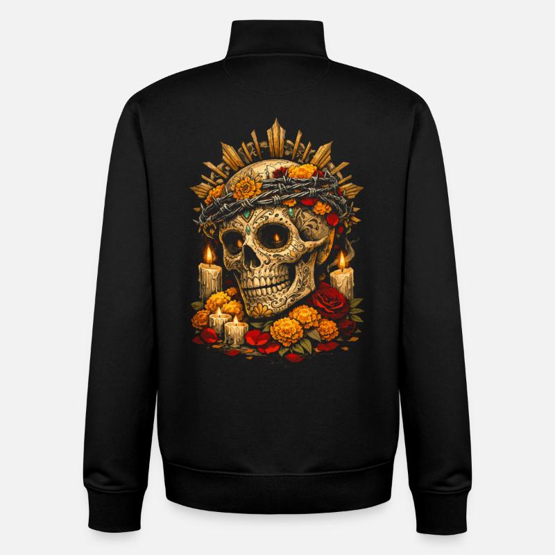 Día de los Muertos - Sweat zippé unisexe en coton bio Stanley/Stella - noir
