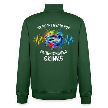 Blauzungenskink Herzlinie - Unisex Organic Zip Sweatshirt von Stanley/Stella - Flaschengrün - Hinten - AI Model Male 185 dark (185cm)