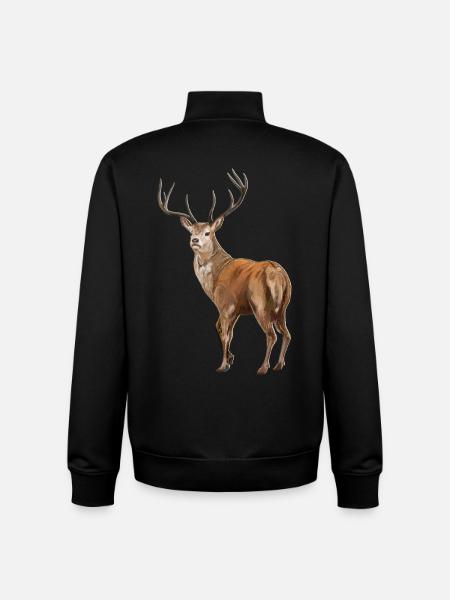 Weisswedelhirsch White-Tailed Deer - Unisex Organic Zip Sweatshirt by Stanley/Stella - black