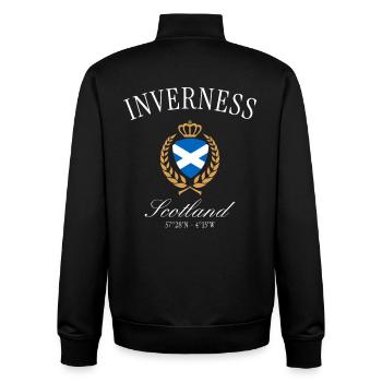 Inverness Schottland Wappen Krone – Reise Souvenir - Unisex Organic Zip Sweatshirt von Stanley/Stella - Schwarz - Hinten - AI Model Male 185 light (185cm)