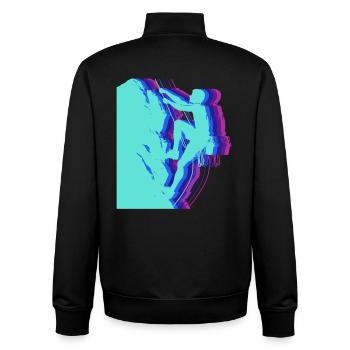Glitch Art Climber Silhouette Modern - Unisex Organic Zip Sweatshirt by Stanley/Stella - black - Back - AI Model Male 185 light (185cm)