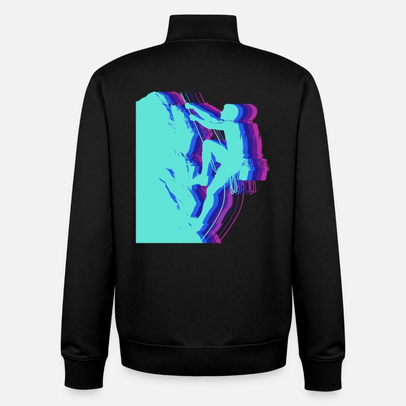 Glitch Art Climber Silhouette Modern - Unisex Organic Zip Sweatshirt by Stanley/Stella - black