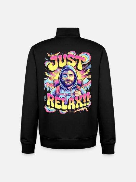 Wanderer Just Relax Mountain Adventure - Unisex Organic Zip Sweatshirt by Stanley/Stella - black