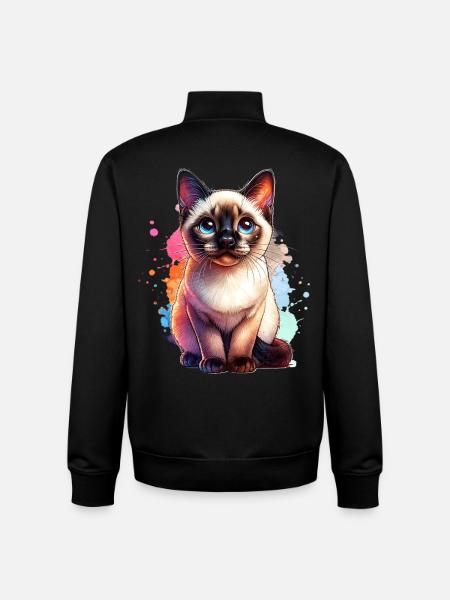 Siamese Cat Gift - Unisex Organic Zip Sweatshirt by Stanley/Stella - black