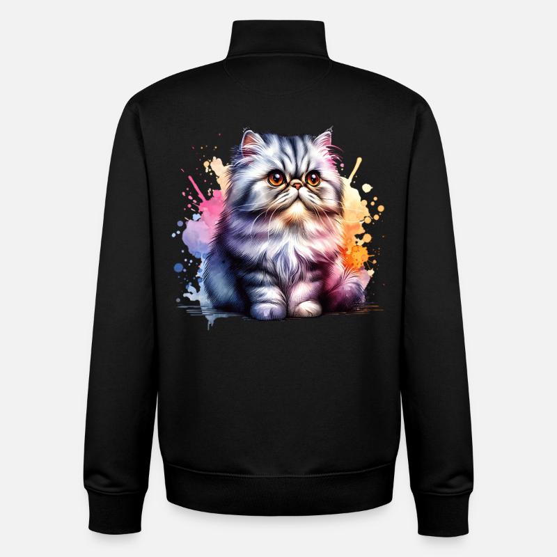 Persian Cat Gift - Unisex Organic Zip Sweatshirt by Stanley/Stella - black