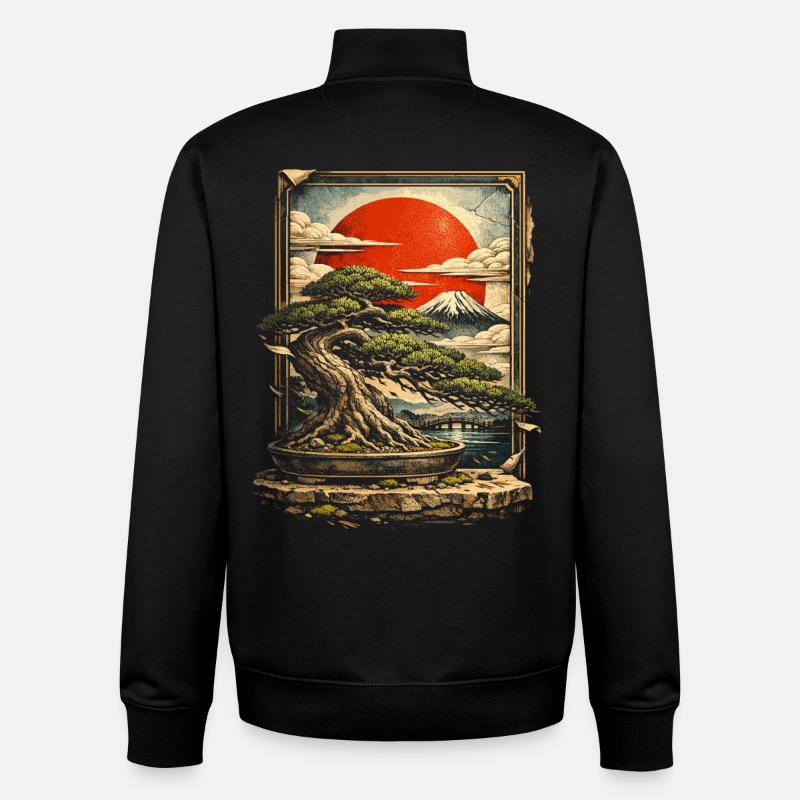 Bonsai tree - Unisex Organic Zip Sweatshirt by Stanley/Stella - black