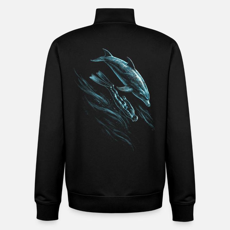 Apnée libre - Sweat zippé unisexe en coton bio Stanley/Stella - noir