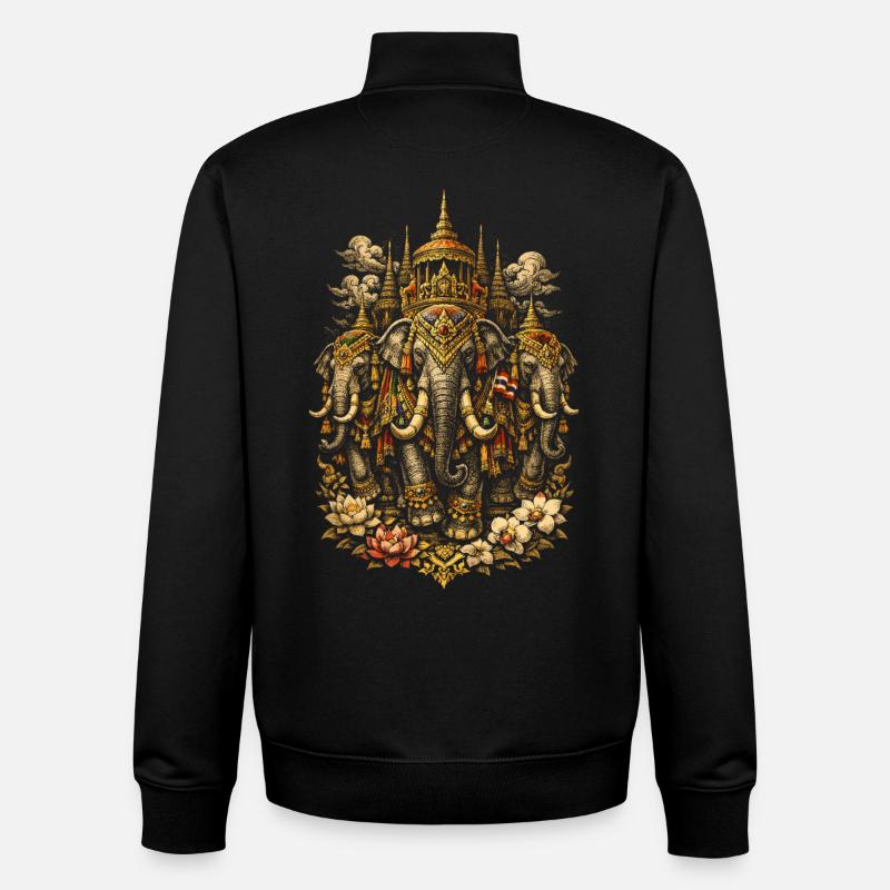 Éléphants de la Fierté Thaïlandaise - Sweat zippé unisexe en coton bio Stanley/Stella - noir