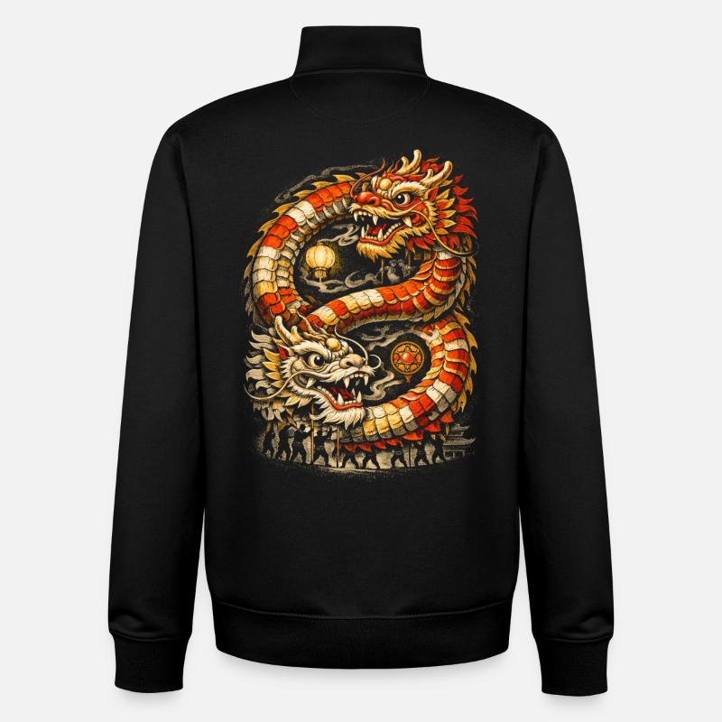 Danse du Dragon Drachentanz - Sweat zippé unisexe en coton bio Stanley/Stella - noir