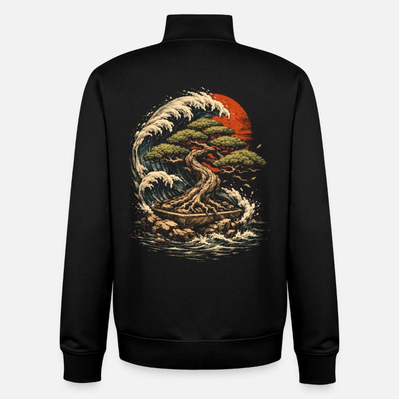 Bonsaï - Sweat zippé unisexe en coton bio Stanley/Stella - noir