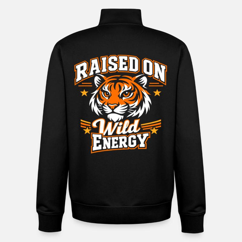 Énergie sauvage tigre - Sweat zippé unisexe en coton bio Stanley/Stella - noir