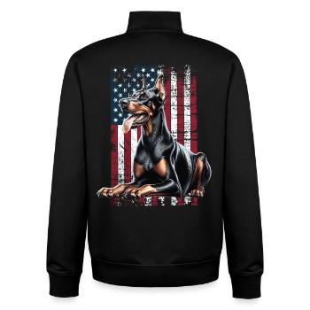 Doberman US Dobermann - Sweat zippé unisexe en coton bio Stanley/Stella - noir - Dos - AI Model Male 185 light (185cm)