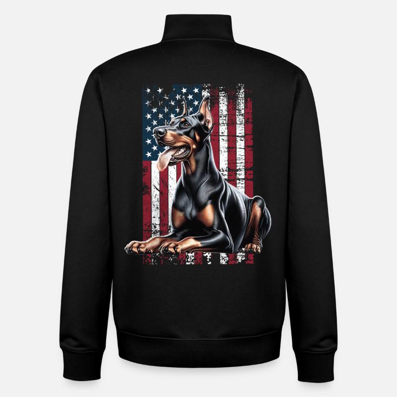 Doberman US Dobermann - Unisex Organic Zip Sweatshirt by Stanley/Stella - black
