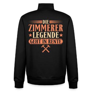 Zimmerer Legende im Ruhestand - Geschenk Rente - Unisex Organic Zip Sweatshirt von Stanley/Stella - Schwarz - Hinten - AI Model Male 185 light (185cm)