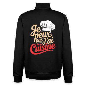 Je peux pas j'ai Cuisine humour chef cuisinier - Sweat zippé unisexe en coton bio Stanley/Stella - noir - Dos - AI Model Male 185 light (185cm)