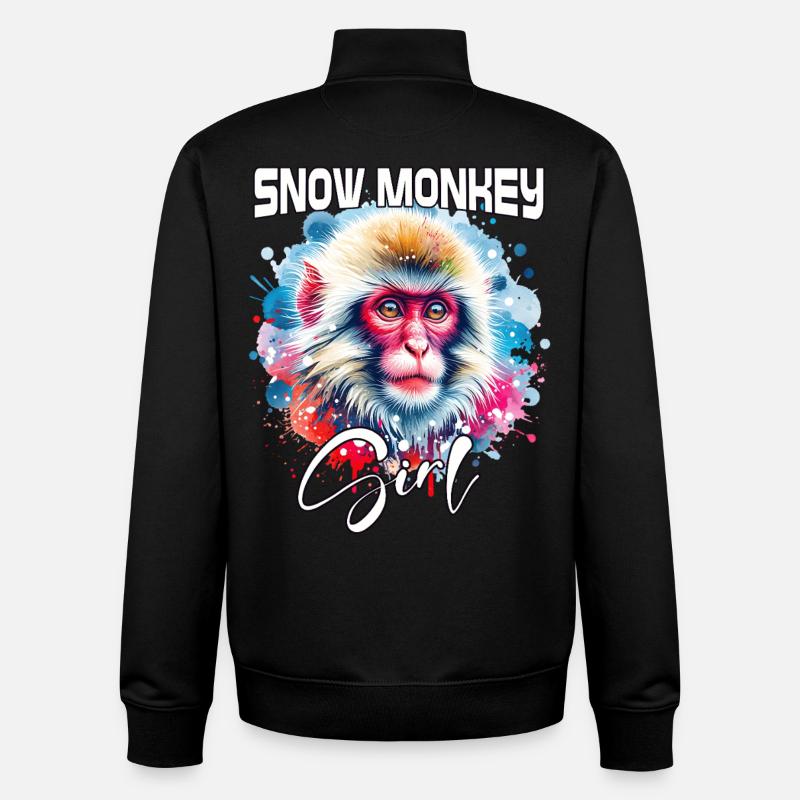 Snow Monkey Girl Snow Monkey - Unisex Organic Zip Sweatshirt by Stanley/Stella - black