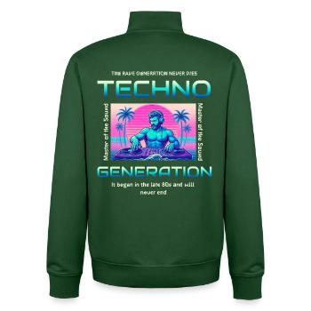 Techno Generation Rave DJ Synthwave Retro - Unisex Organic Zip Sweatshirt von Stanley/Stella - Flaschengrün - Hinten - AI Model Male 185 dark (185cm)