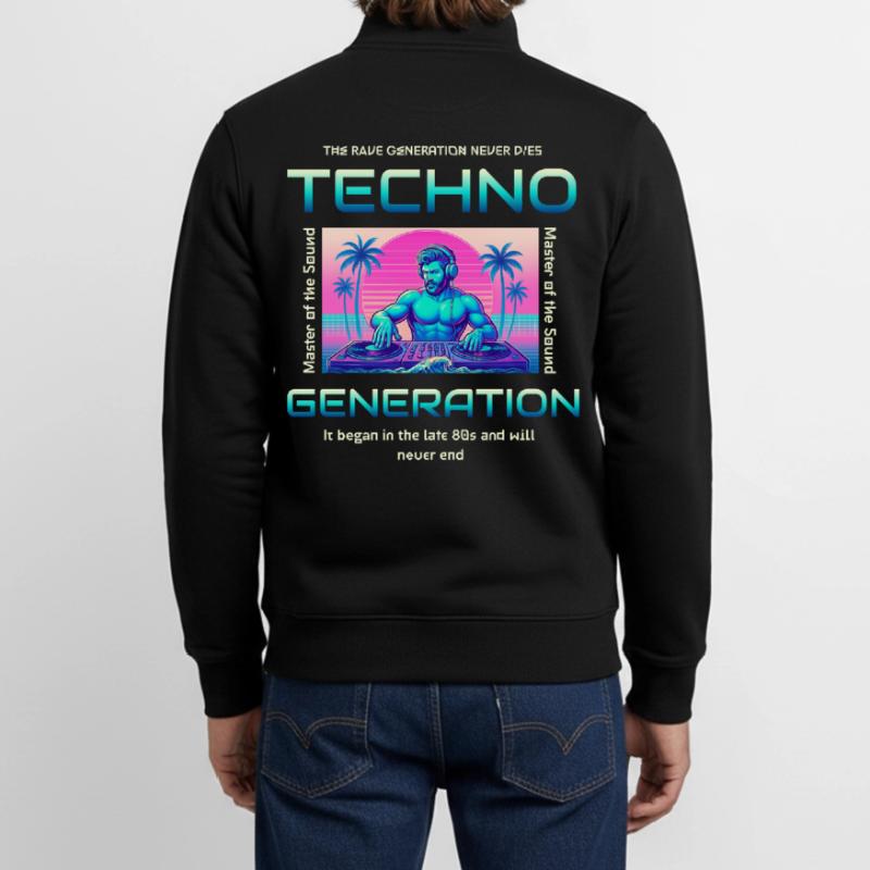 Techno Generation Rave DJ Synthwave Retro Unisex Organic Zip Sweatshirt von Stanley/Stella