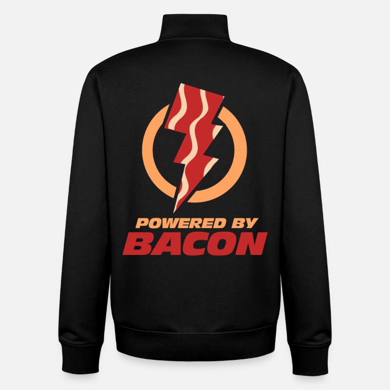 Powered By Bacon Lightning Bolt - Unisex Organic Zip Sweatshirt by Stanley/Stella - black