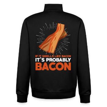 Wenn es nach Speck riecht – lustiges Fleischzitat - Unisex Organic Zip Sweatshirt von Stanley/Stella - Schwarz - Hinten - AI Model Male 185 light (185cm)