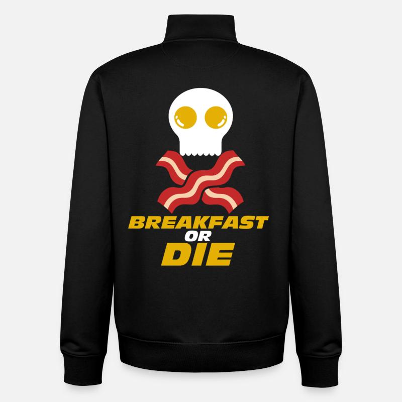 Frühstück oder Totenkopf-Speck-Ei - Unisex Organic Zip Sweatshirt von Stanley/Stella - Schwarz