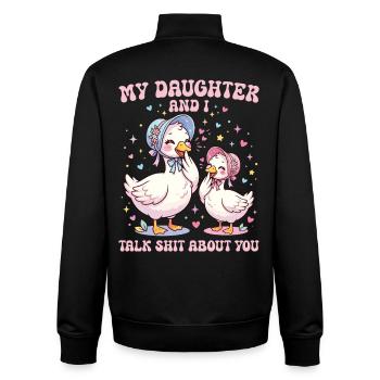 Meine Tochter und ich reden über dich, Gans - Unisex Organic Zip Sweatshirt von Stanley/Stella - Schwarz - Hinten - AI Model Male 185 light (185cm)